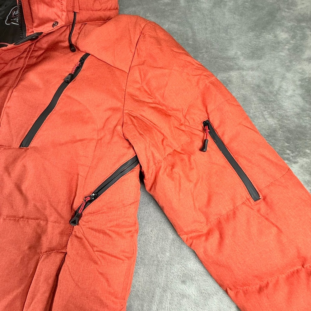 DOWN FKOW Men's XL Orange Ski Coat Quilted Puffer Insulated Removeable Hood - Picture 5 of 14